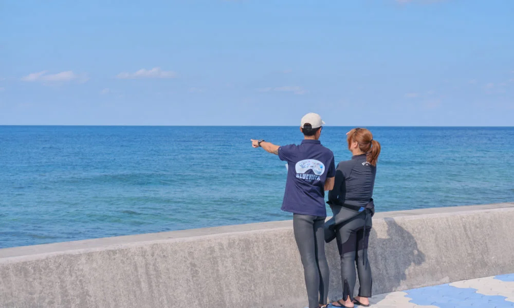 規劃潛水路線的潛水員 規劃潛水路線的潛水員
